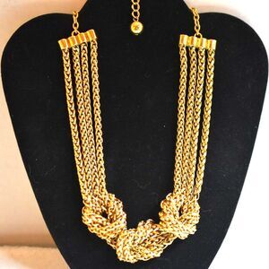 Nautical Sailor's Knot Gold Tone Chunky Bib Very Gently Worn Necklace